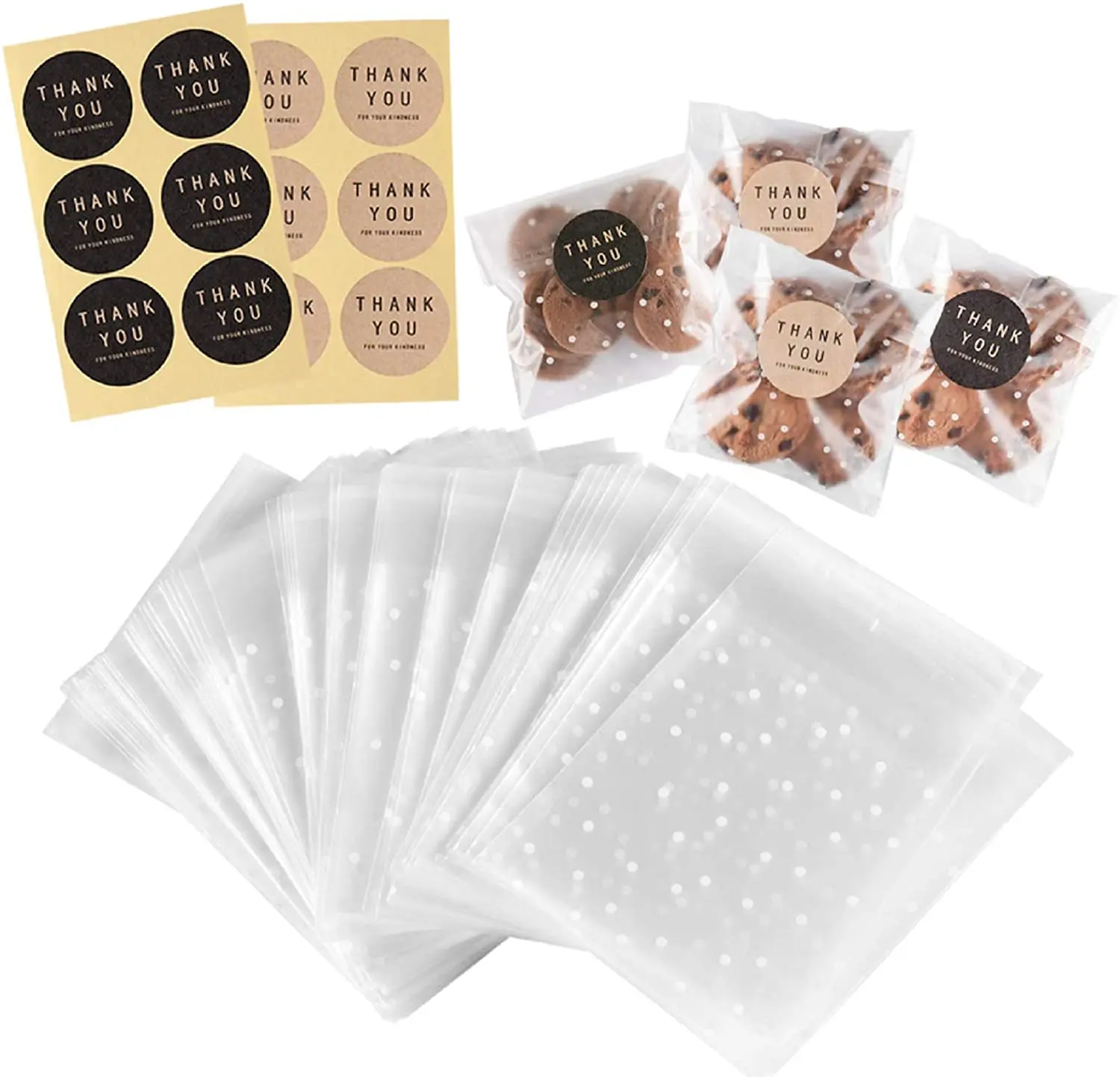 Candy Food Packing Bag Custom Design Self-adhesive Bag Transparent Resealable Cellophane OPP Plastic Shrink Bag CPP Sweet Bread