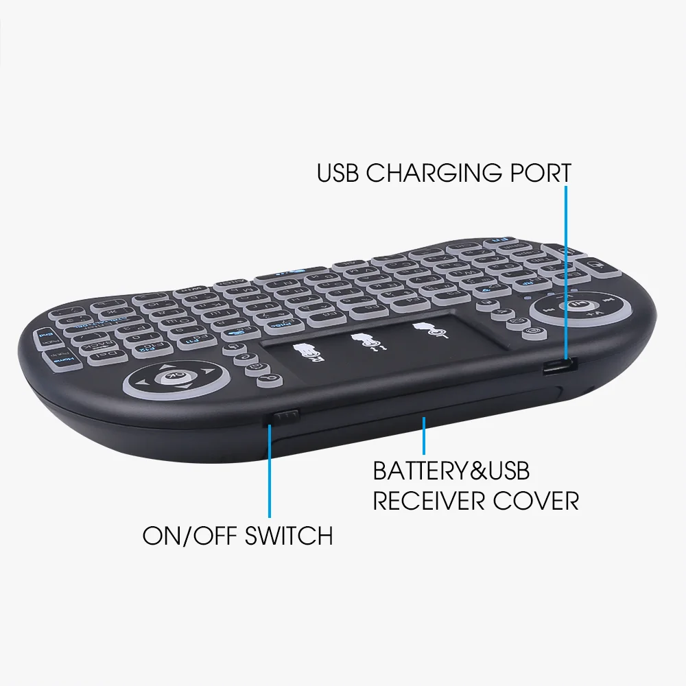 2.4G i8 mini Wireless Keyboard i8 air fly mouse Backlit English Russian Spanish French Remote Control for Set-top box