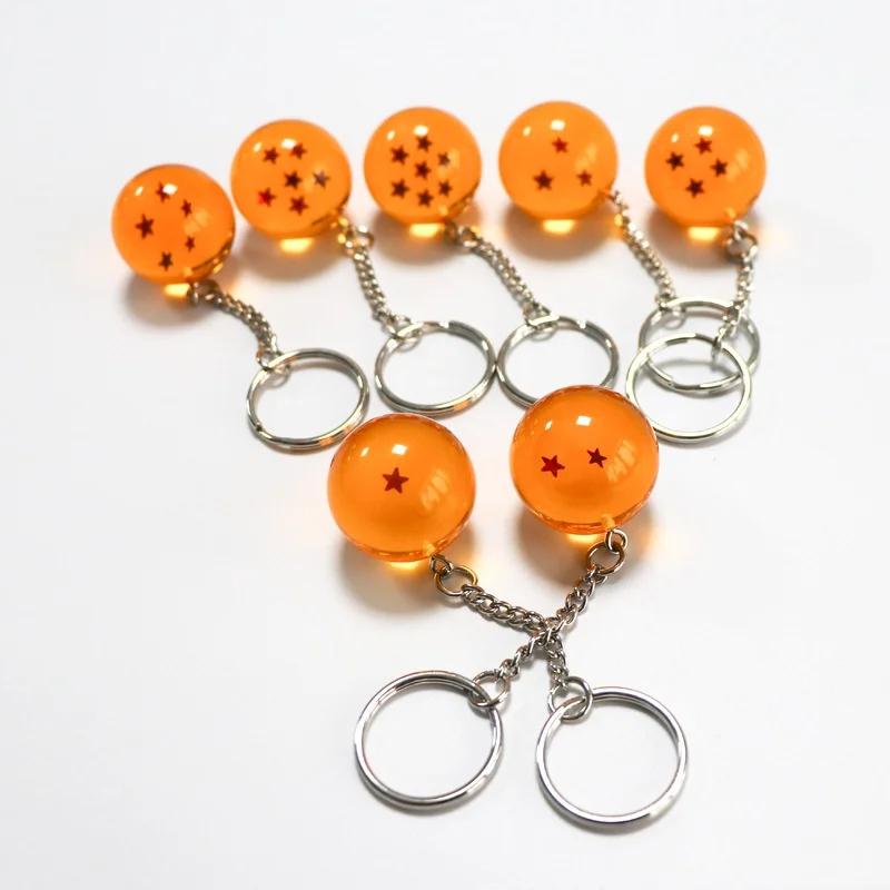 Popular Anime 2.5 cm Star Balls Keychain 1-7stars Drag- Ball Wishing Dragon Seven Beads Pendant Keychain