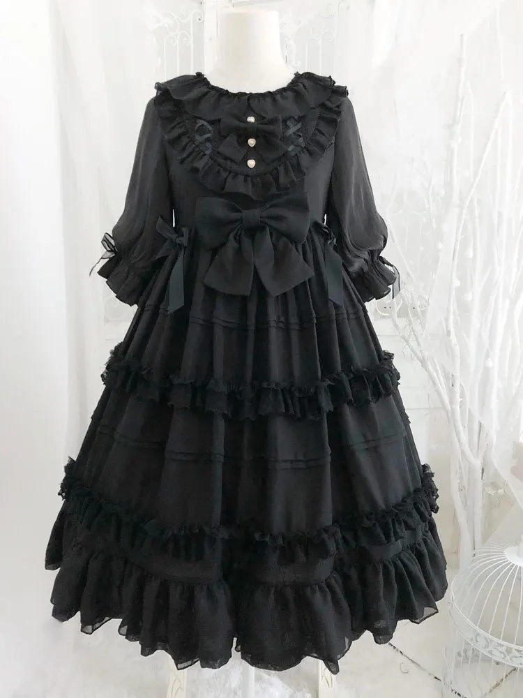 Three puppets  Dark style Op Lolita Short Sleeve Op Dress Uniform Women For Tea Party gothic dress Girl lolita dress