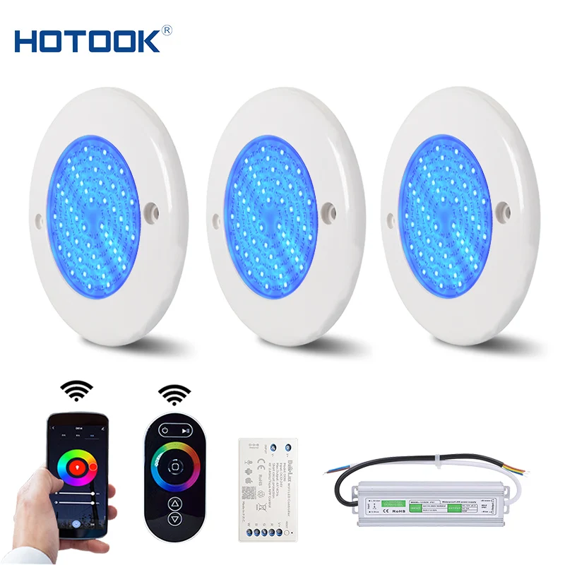 Патент 7 мм Полимерная заполненная Светодиодная лампа под водой DC12V PC RGB Смарт-приложение WiFi управление музыкой освещение для бассейна