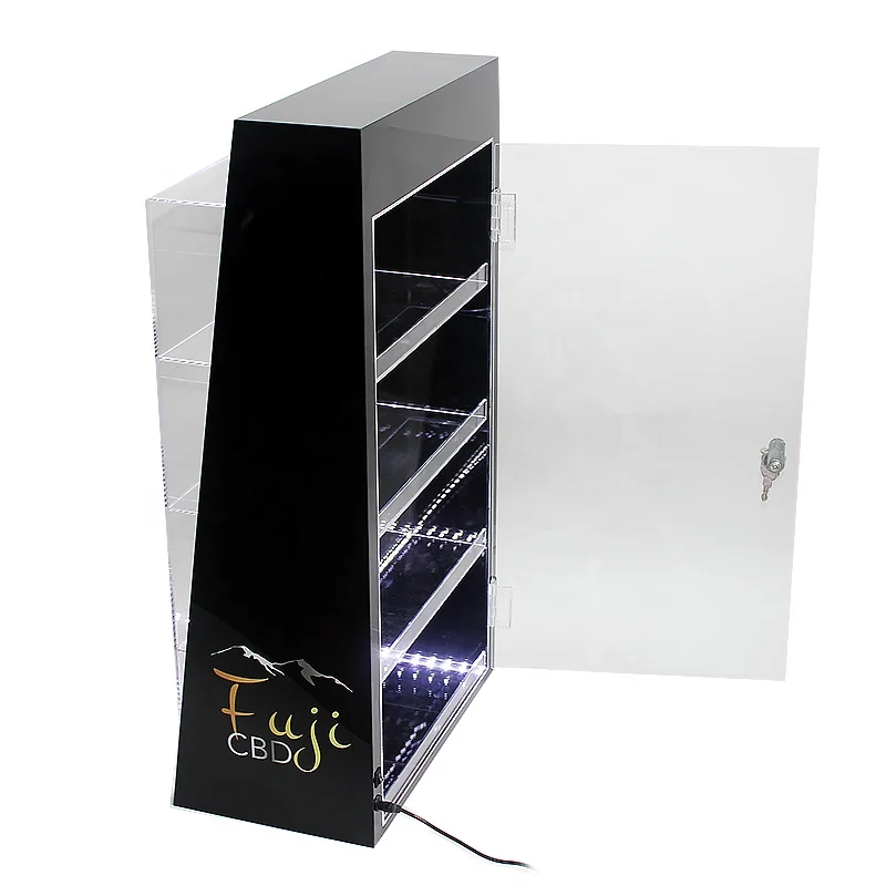 Four shelves Acrylic Lockable Display Stand POP display Countertop Display with LED light