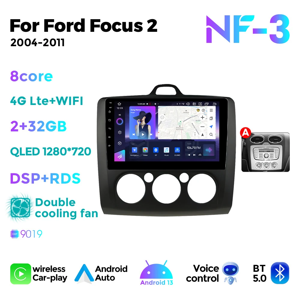NaviFly NF newest Android qled screen 360camera car play  autoFor Ford Focus 2 2004-2011 support steering wheel control