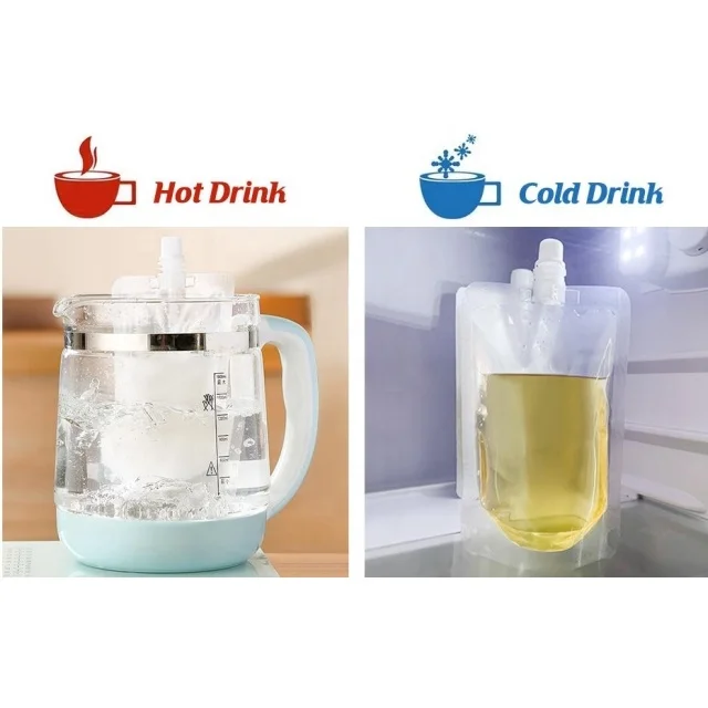 Ready to Ship Stand up reusable Clear 100ml 200ml 300ml Biodegradable Juice energy Drink Beverage Liquid Plastic Spout Pouch