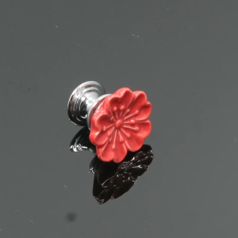 China New Style Vintage Chrom Magnolia Metal Crystal Glass Cover Funiture kitchen door cabinet drawer knobs & handle