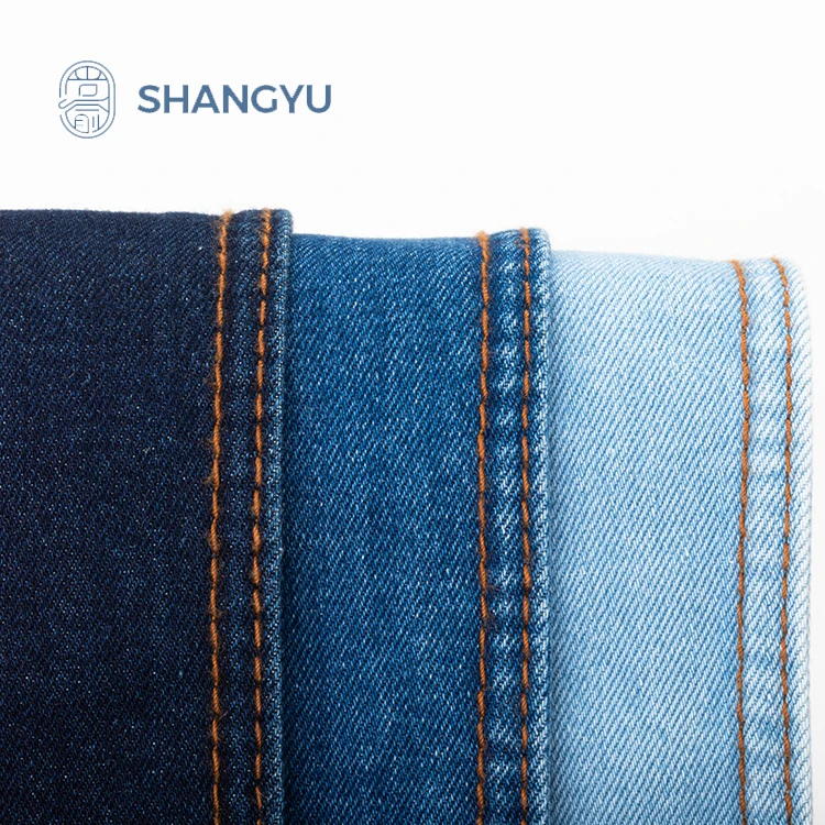 Custom fashion denim good price girl pants 10 oz stretch indigo yarn-dyed denim fabric