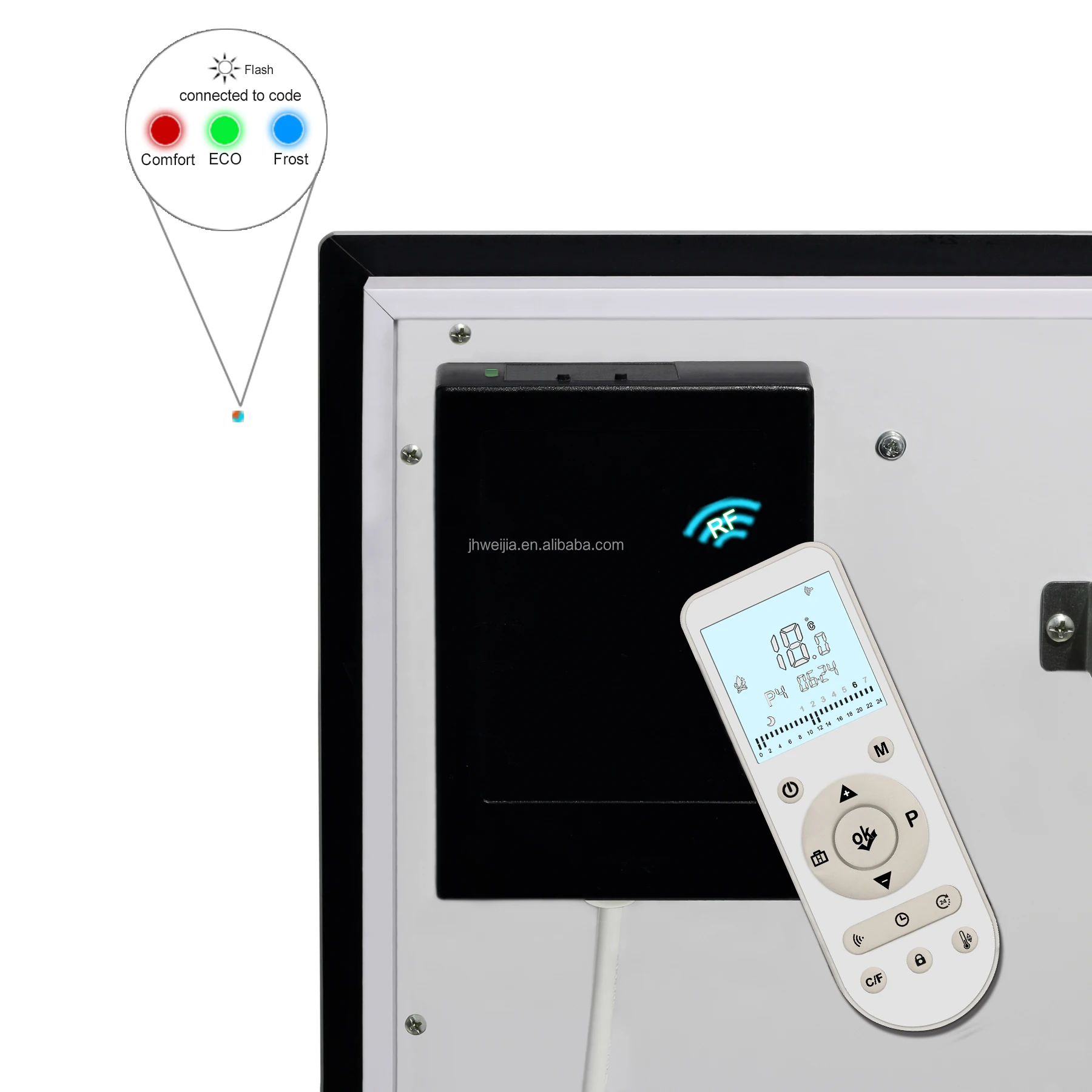 Tempered glass Wifi and Remote style M075P 750W  infrared  the aluminum shell Mirror Carbon crystal  bathroom Panel heaters