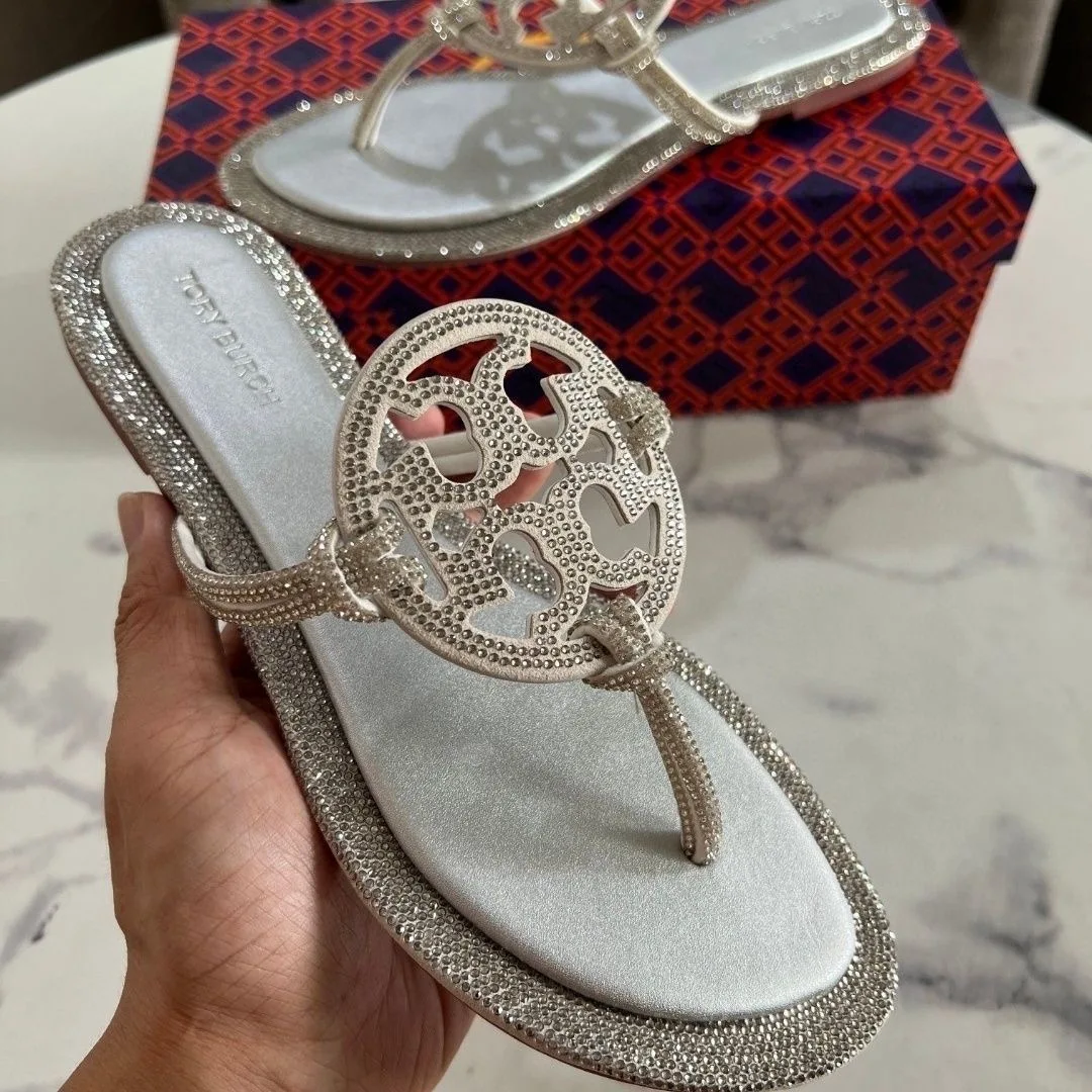 TB toryburc Summer Ladies Flat Sandals Flip Flops Dress Shoes PVC Women Casual Shoes Slides Slippers