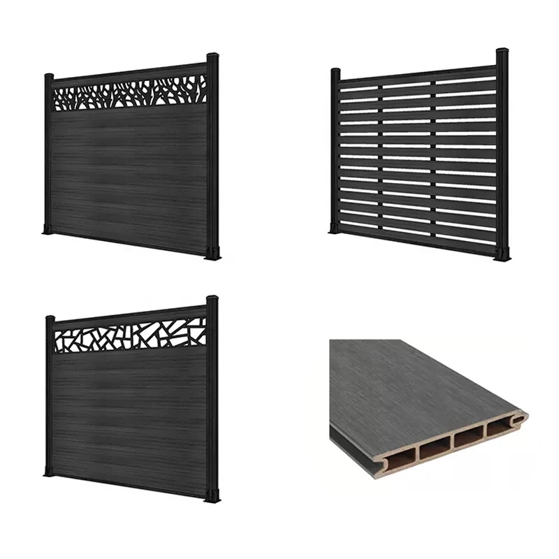 Wood plastic composite outdoor wood garden wall panel wpc boards fencing easy install privacy decking wpc fence panels