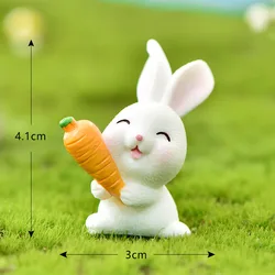 Top Selling Mini Cute Easter Resin Rabbit Decoration Easter Bunny Carrot Figurine For Easter Day
