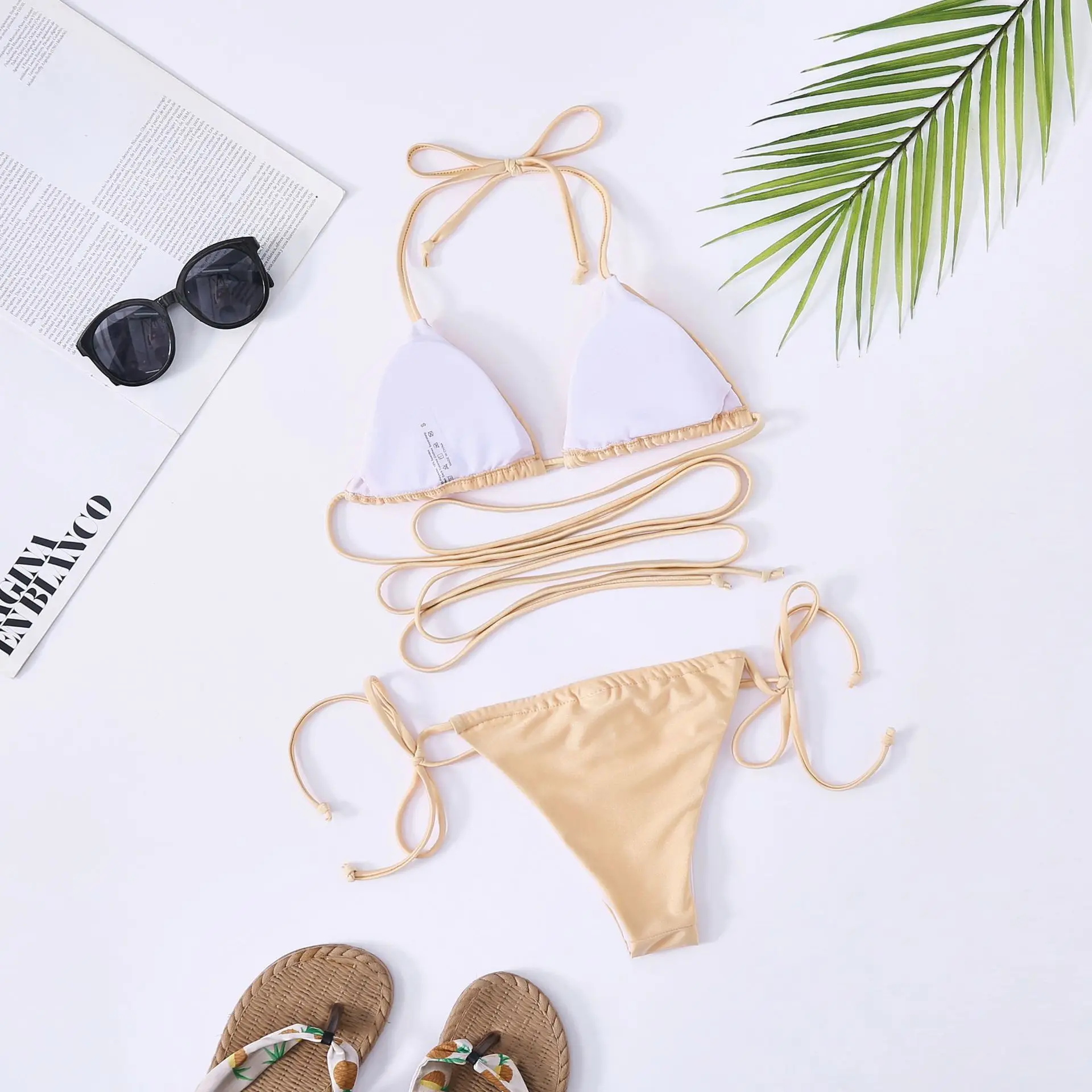 Wholesale 2023 New Womens Bikini Swimsuits Bandage Split Swimwear & Beachwear Halter Mini Bikini