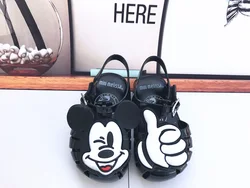 Детские сандалии-желе в греческом стиле, Нескользящие, с рисунком Микки и Минни Маус, плоская подошва, унисекс