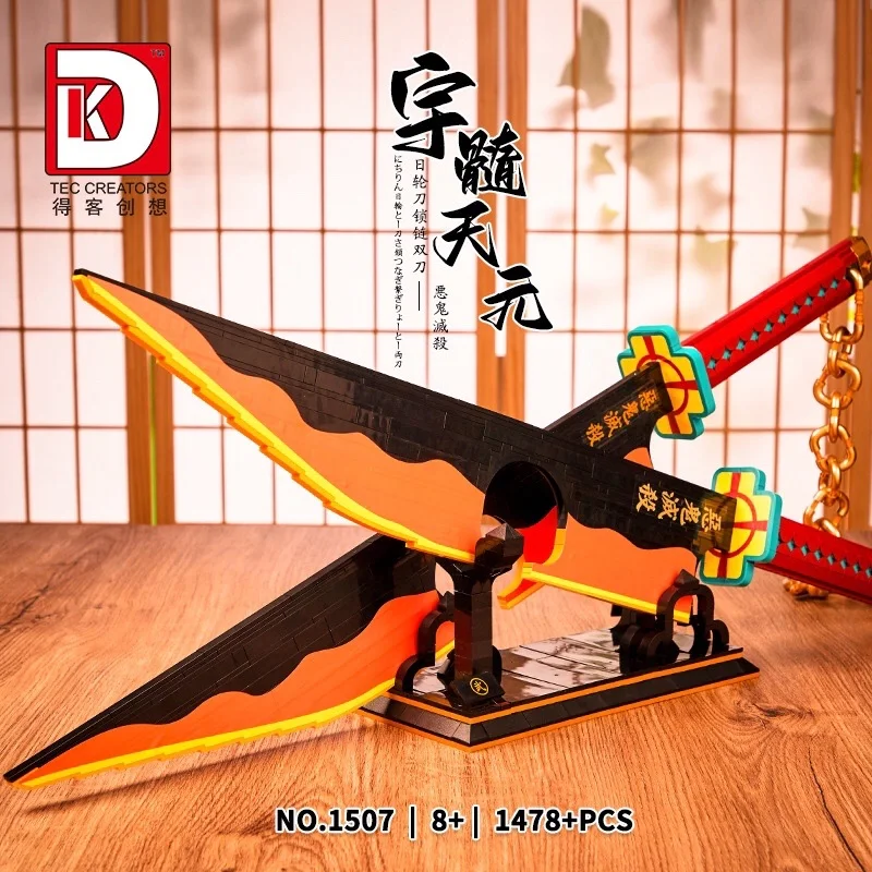 DK1507 Creative Ideas DIY Demon Slayer Zenitsu Japanese Katana Building Blocks Model Assembly Insert Small Particles toys