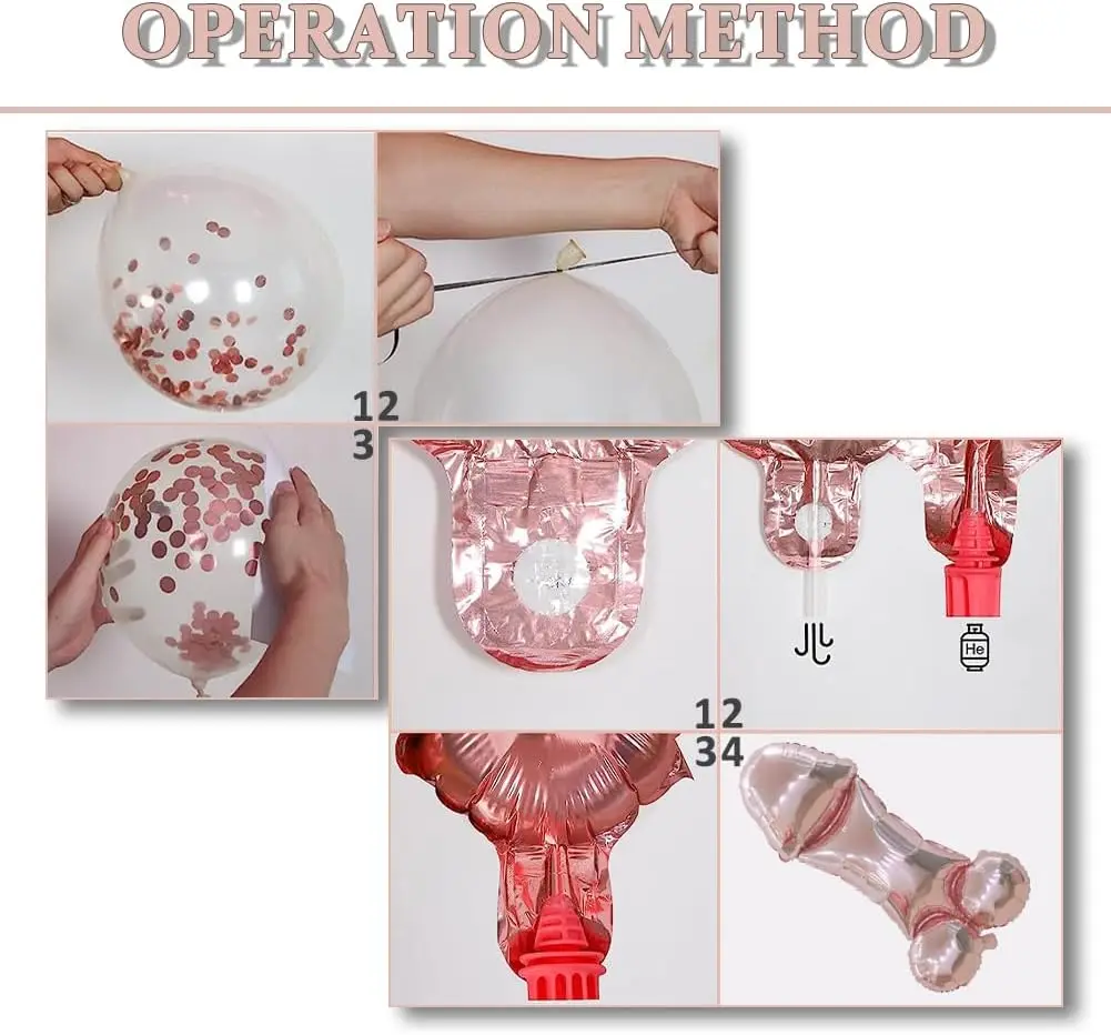 Wholesale Bachelor Party Decoration Penis Balloons Rose Gold Confetti Balloons