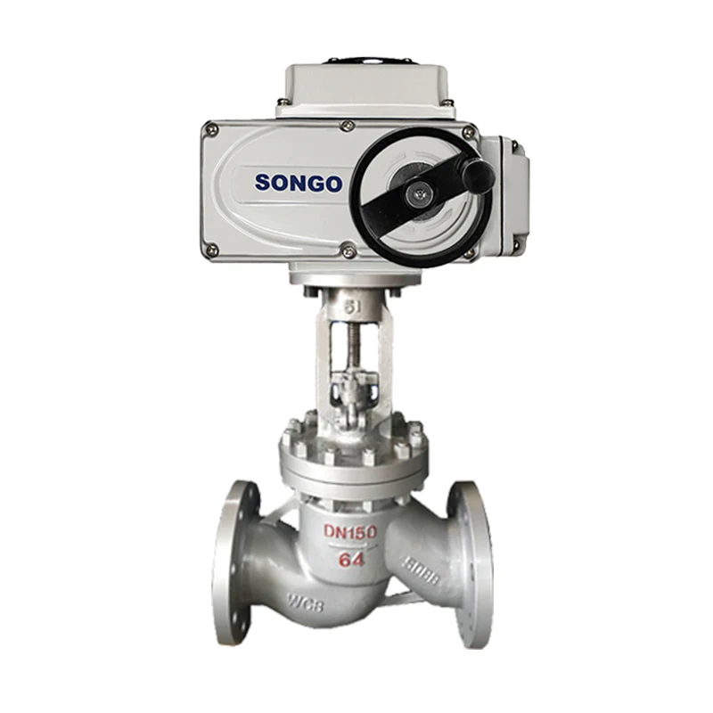 Flange Motorized steam Globe Valve  DN200 380V AC 50Hz Multi-Turn Electric Actuator Carbon Steel electric globe valve