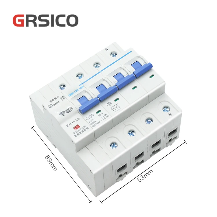 
63A 4P Smart Circuit Breaker Switch with Wireless WIFI Control with Tuya APP for Alexa and Google Home 