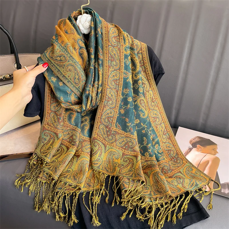 ZGBROTHERS 190cm Long Muslim Cashmere Shawl Female Foulard Soft Turban Head Wraps Women Headband Bohemia Pashmina Hijab Scarf