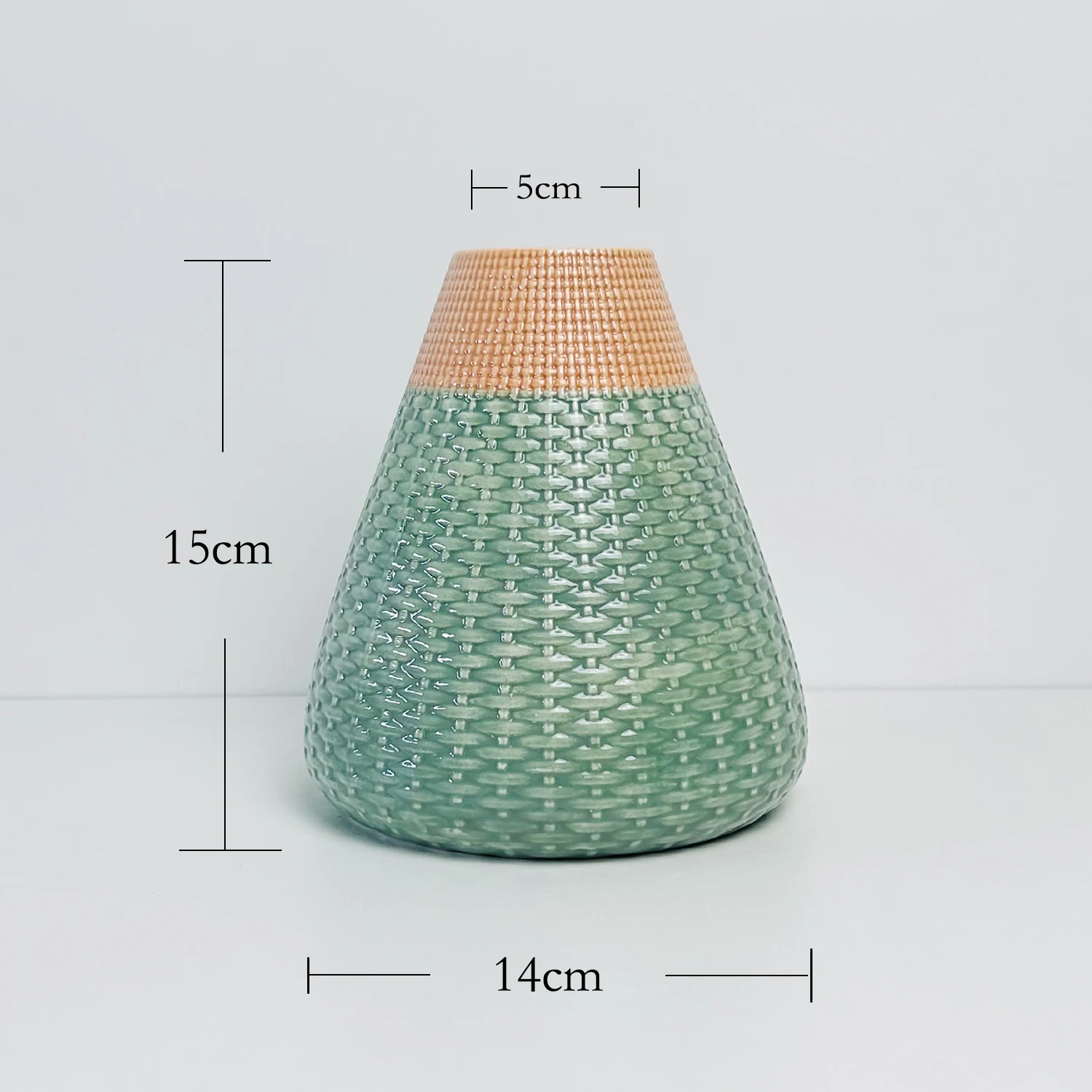 Hot sale in Europe imitate bamboo woven conical ceramic decorative vases