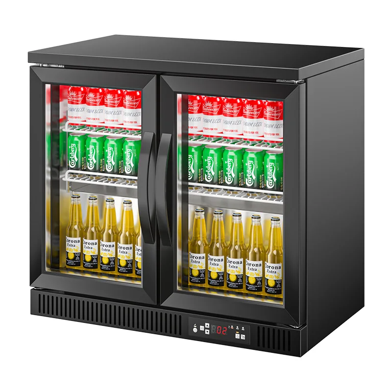 MUXUE Double Door Beer Cooler Bar counter Fridge Glass Door Bar Cooler comercial refrigerator