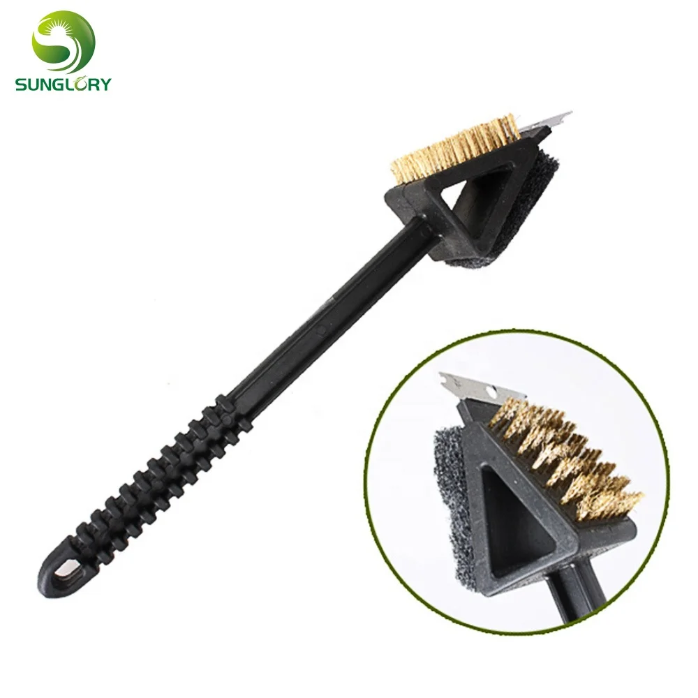 3 in 1 Copper Wire BBQ Grill Brush With Scraper Long Handle Stainless Steel Barbecue Grill Oven Cleaning Tools BBQ Brush Cleaner