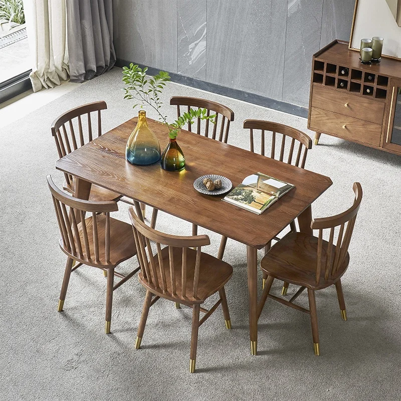 High Quality Wooden Modern Nordic Furniture Restaurant Dining Table Set