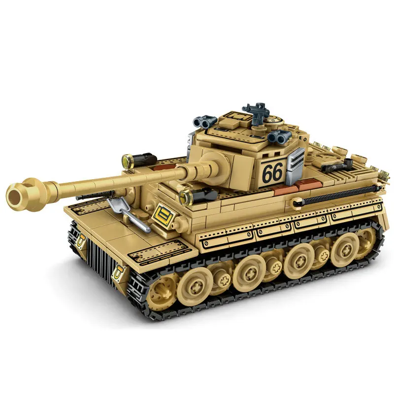 Tiger tank armored vehicle Soldier Defense Tactics WW2 Accessories Army Arms Military Building Blocks