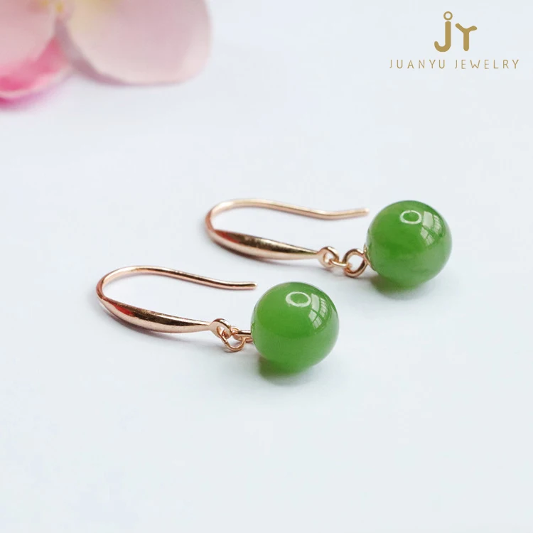 Wholesale 925 Sterling Silver Jasper Earrings Fashion Jewelry Gemstone Earrings Natural Stone Hetian Jade Drop Earrings