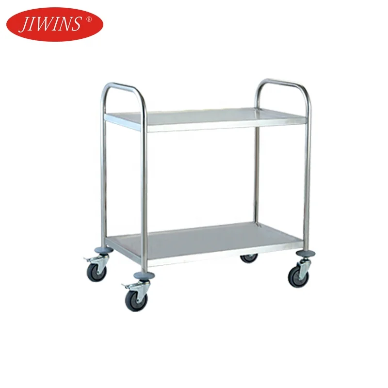S/S Jiwins Mobile Cart Trolley commercial restaurant 3 Tier Stainless Steel Kitchen Trolley 2 Tier good price S/S Service Cart