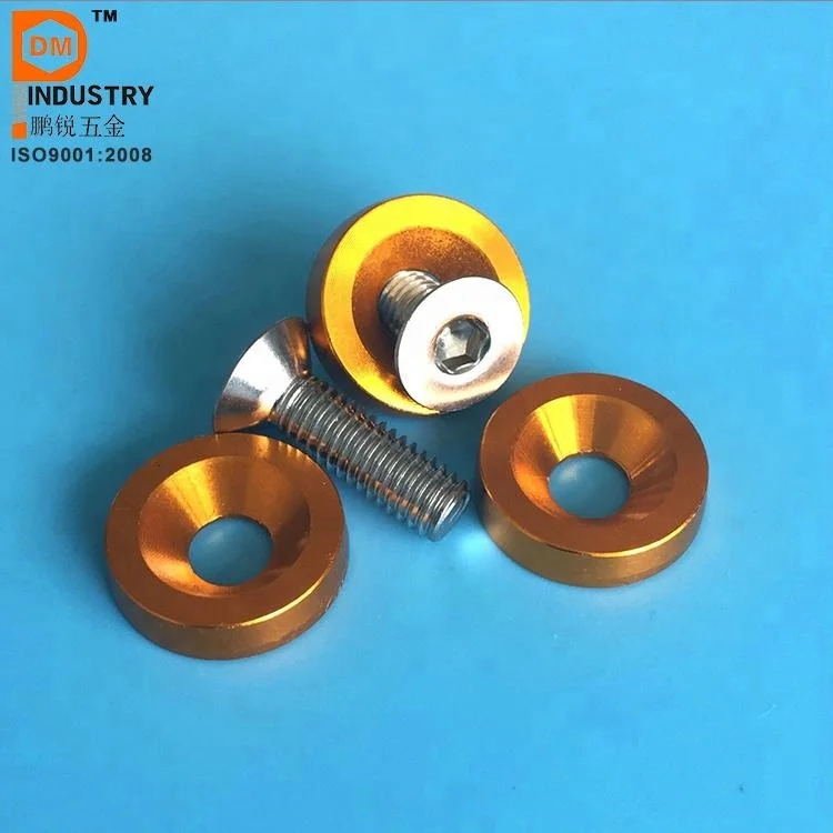 10 Pcs Aluminum Fender Bumper Washer Bolt, Engine Bay Dress Up Fastener Kit for Car License Plate Frame, Fender, Bumper, M6x20mm