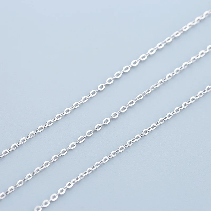 Hypoallergenic Italy S925 Sterling Silver Cross Pressed Cable Chain, High-Quality Shiny Silver Chain for Women