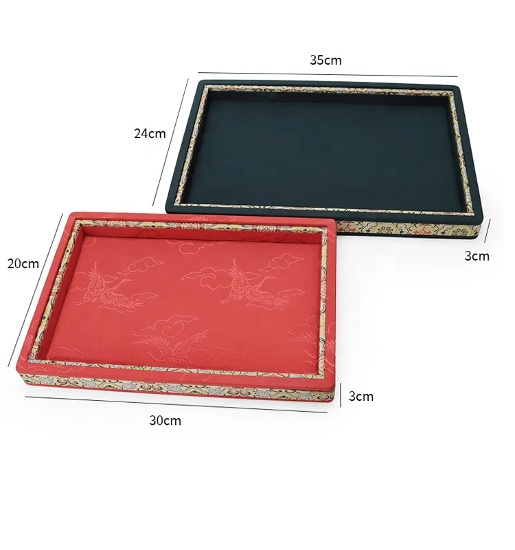 High end light luxury classical palace style brocade embroidery necklace ring earring bracelet jewelry counter display tray