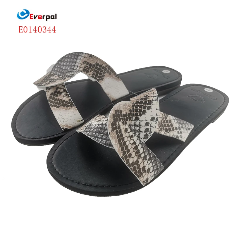 In Stock Ladies High Quality Leather PU Flip Flops Slippers