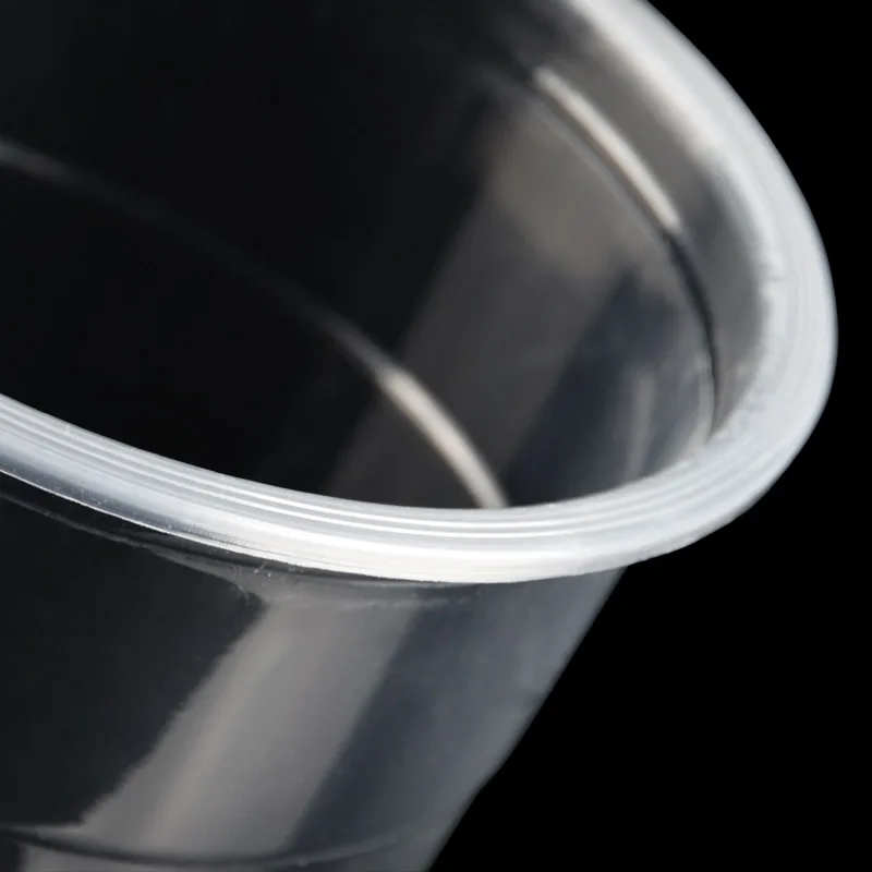 500ml 600ml 700ml Custom Logo Clear PET Disposable Boba Tea Cup with Lid