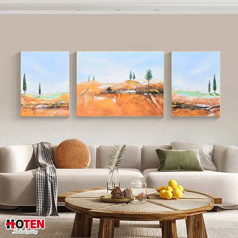 Orange Landscape Oil Paintings on Canvas Wall Art Poster and Prints Hanging Picture for Modern Living Room Decor