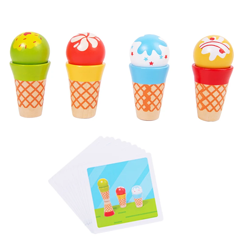 New products wooden Role Play ice cream toys Montessori early Educational wooden blocks cartoon kitchen toys For Kids Toddler CE