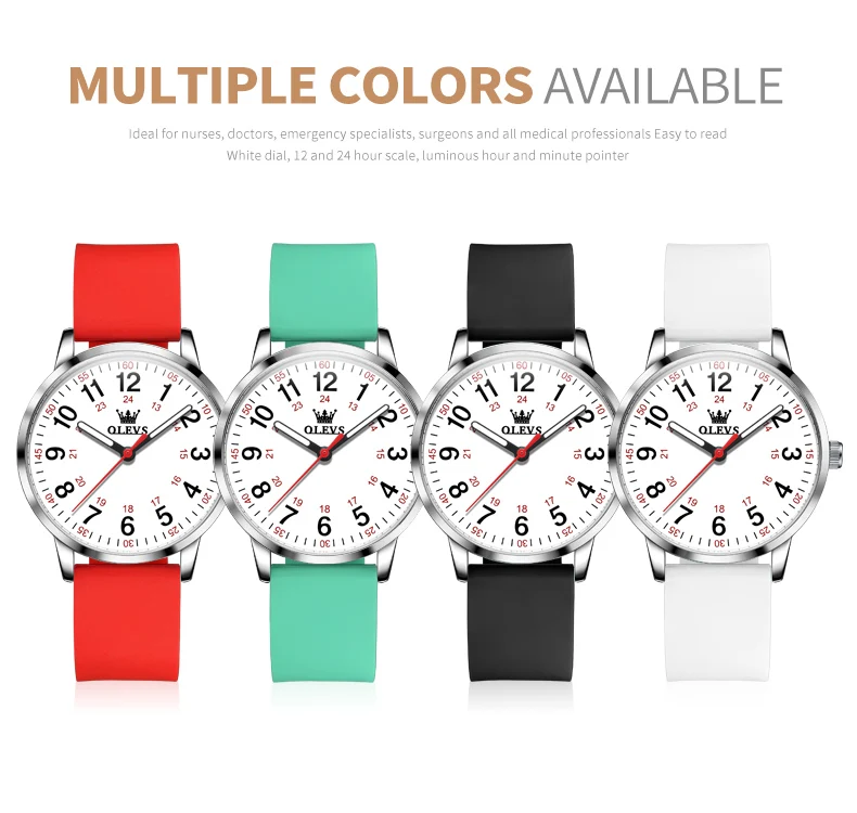 OLEVS 9953 Wholesale Nurse Watch Dial 38mm Silicone Doctor Pocket Silicone Women Arabic Numeral Watches