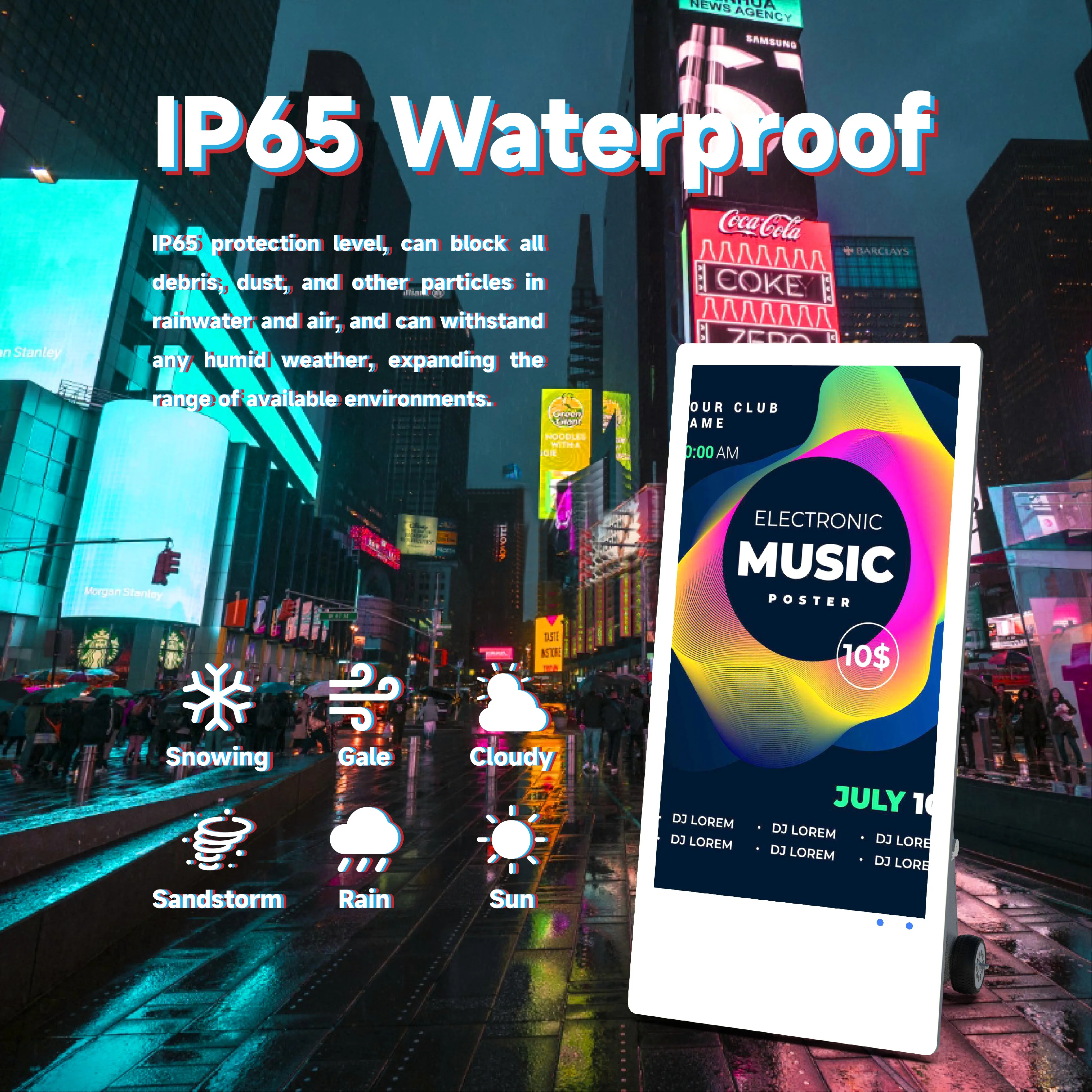 Portable Solar Panel Battery Powered Digital Poster Outdoor Digital Signage Solar Energy System Smart TV Advertising Screen