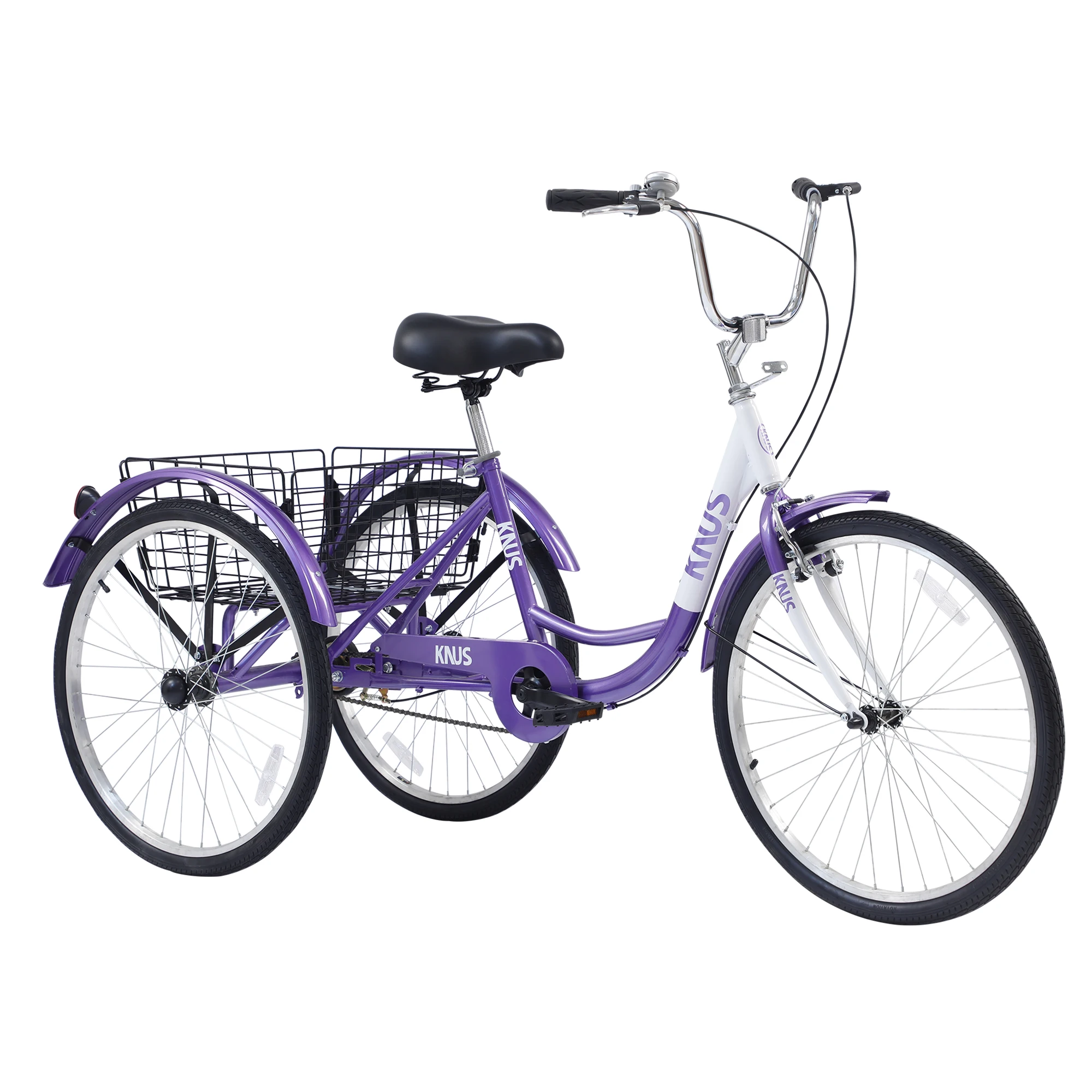 Adult Tricycle Trikes,3-Wheel Bikes,26 Inch Wheels Cruiser Bicycles with Large Shopping Basket for Women and Men