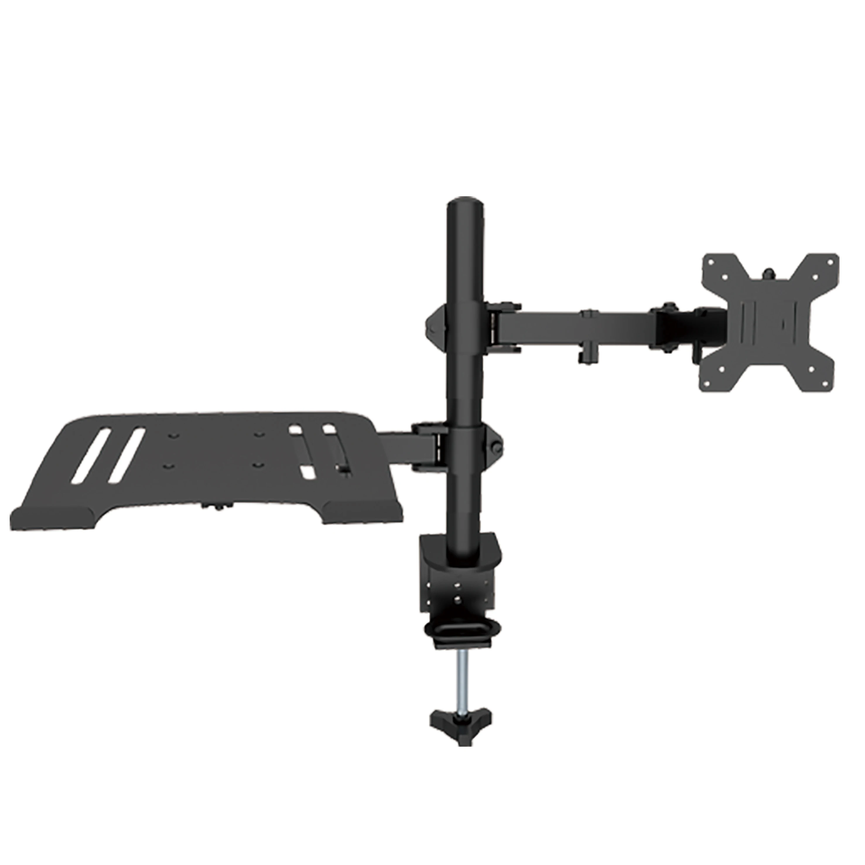 Adjustable Monitor Mount with Laptop Stand and C-Clamp Installation Monitor Arm for 13-27 inch LCD
