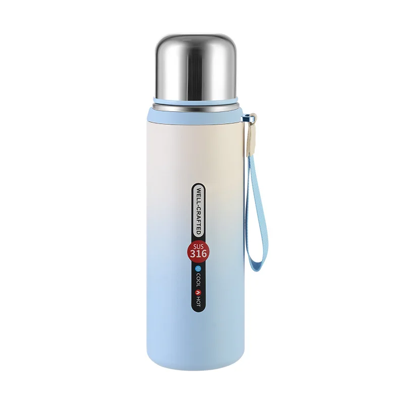 Gradient vacuum 316 stainless steel thermos cup Business advertising Gift water bottle  outdoor portable kettle office work cup