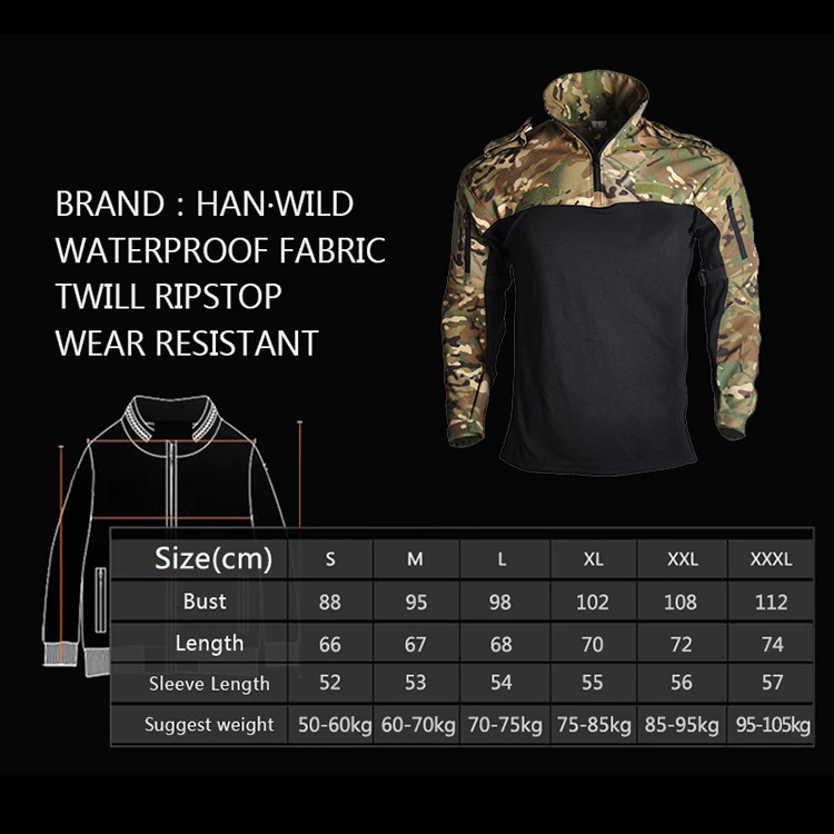 HAN WILD Cycling shirt Outdoor frog suit T-shirt Tactical style camouflage suit