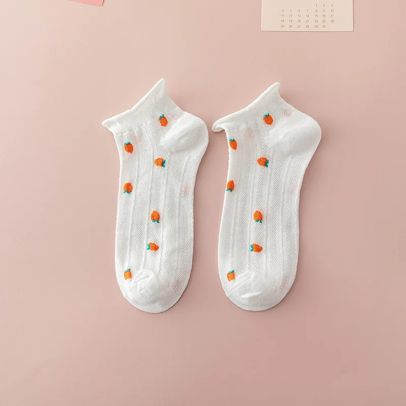 Jacquard Cotton Thin Tube Lovely Japanese Taibi Lace Transparent Breathable Girl Student Tube Socks