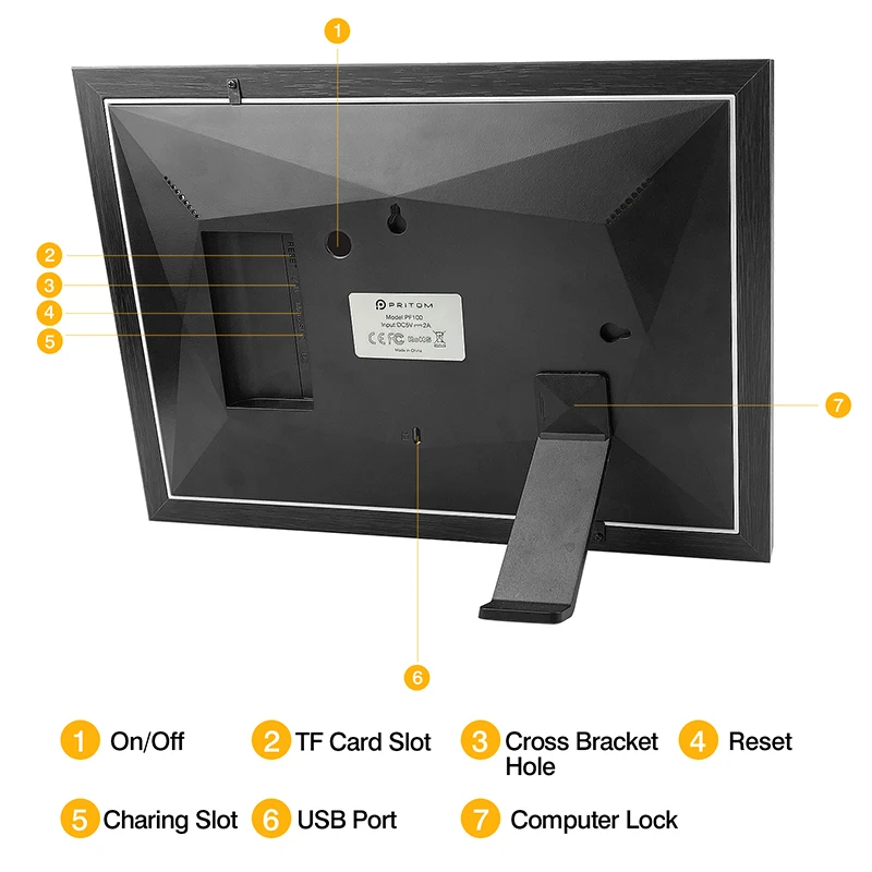 10 1 дюймовая цифровая фоторамка PRITOM 1280x800 IPS экран рамка для фотографий с