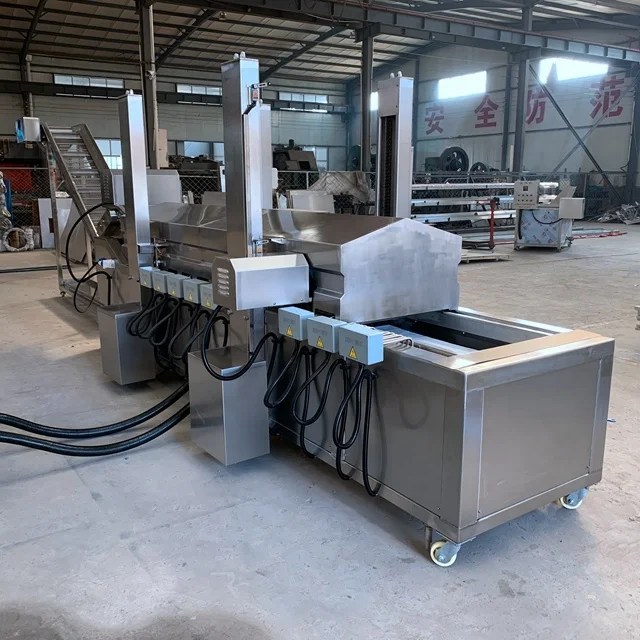 Commercial continuous frying chicken meat chicken frying machine