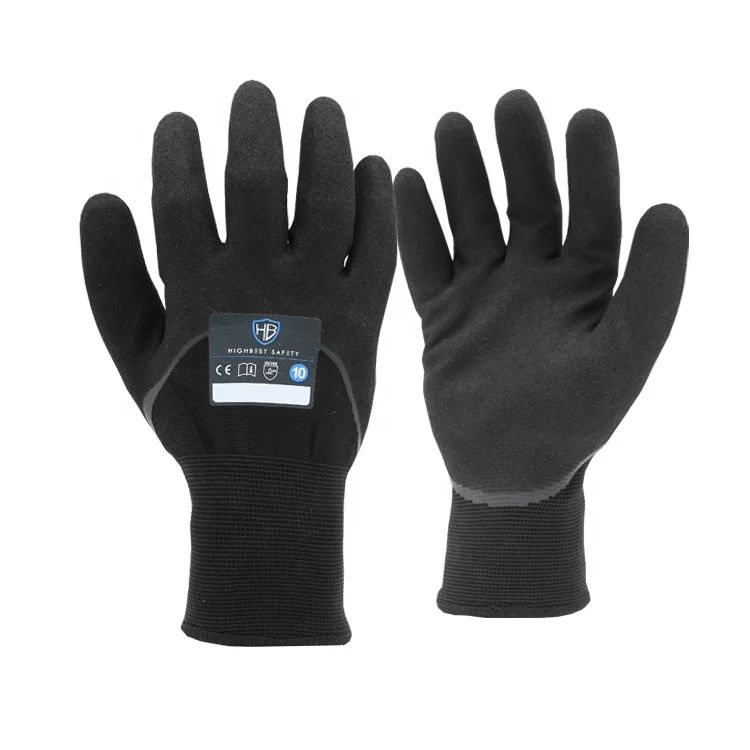 PS Polic Knuckle Coated Construction Safety Gloves Style Nitrile Outdoor Double Liner Winter Work Oil Repellency ANTI-HEAT