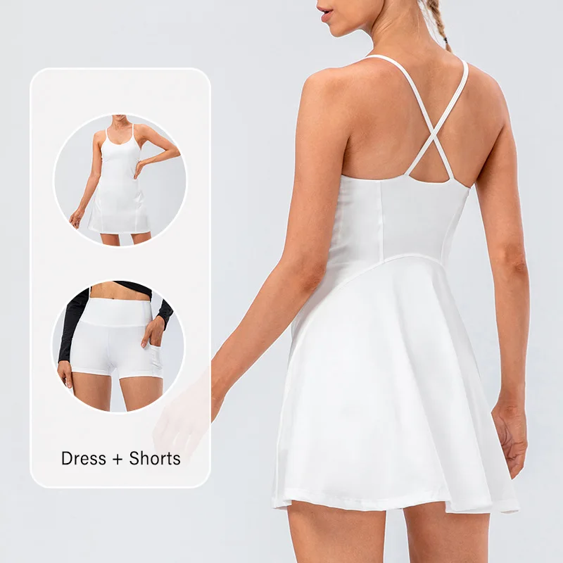 high quality Sexy off-shoulder Custom Golf Wear White Tennis Dress Women Sports Wear