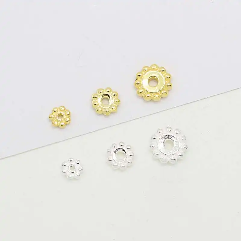 925 Sterling Silver Round Circle Flower Beads DIY Bracelet Necklace Bangle Spacer Beads For Jewelry Making