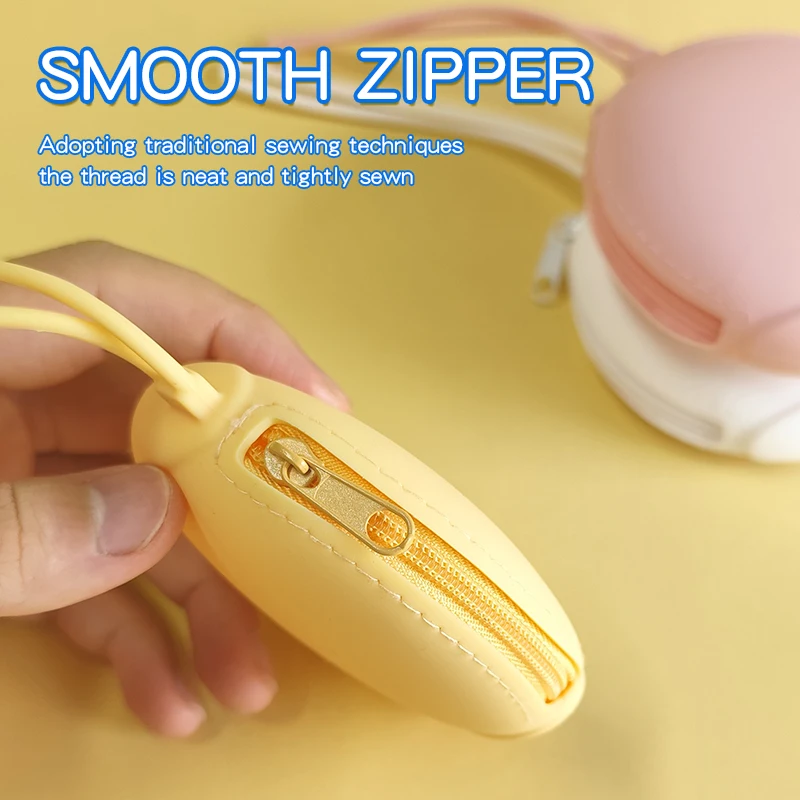 Top Sell Cute Design Nature Silicone Small Coin Purse with Strap Mini  Squeeze Travel Pouch with Zipper for Women Men