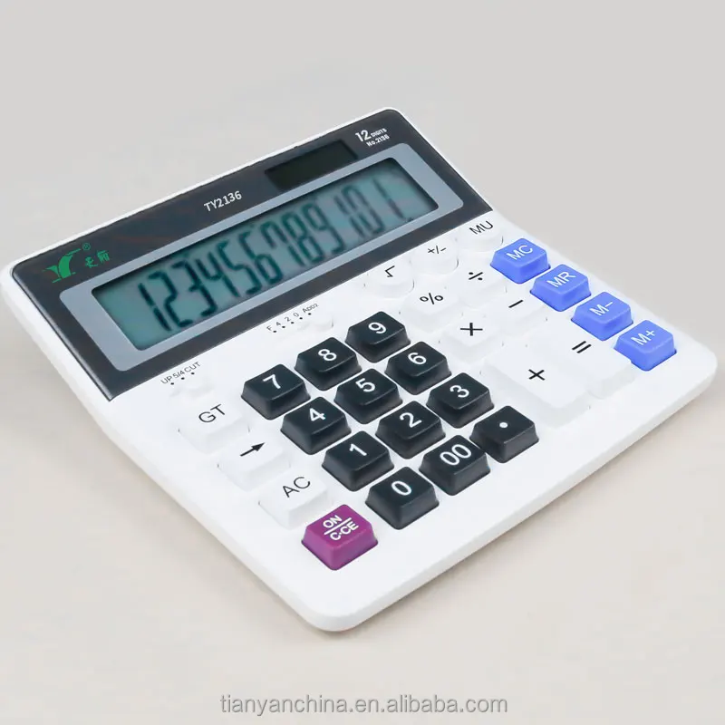 Dual Power Desktop Calculator Computer Buttons Office Calculator 12 Digits