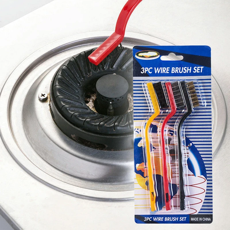Spot wholesale kitchen gas stove stainless steel cleaning brush household cleaning copper wire brush set nylon wire brush